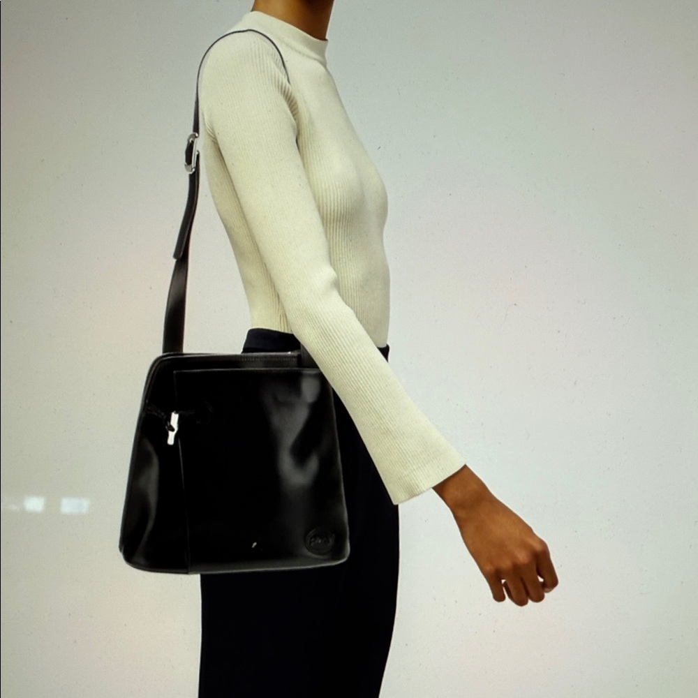 Longchamp Black Leather Shoulder Bag
